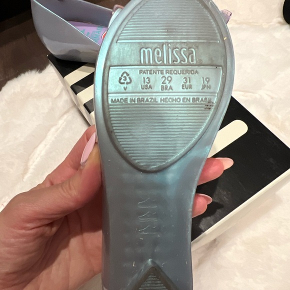 Mini Melissa size 13 Disney the little mermaid Ariel bow flats in shimmer blue - Picture 3 of 3